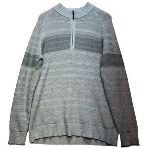 Smartwool Men's Ripple Ridge 1/4 Zip Sweater Knit Long Sleeve Size L Gray Stripe